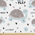 thumbnail image 1 of Cartoon Fabric by the Yard Upholstery, Let's Play Message from Turtle and Snails Hearts Animal Love, Decorative Fabric for DIY and Home Accents, Pale Blue Dust White by Ambesonne, 1 of 5