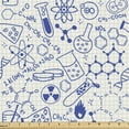 thumbnail image 1 of Ambesonne Cartoon Fabric by the Yard Upholstery, Geometry Chemistry Theme, 1 Yard, Blue and Ivory, 1 of 5