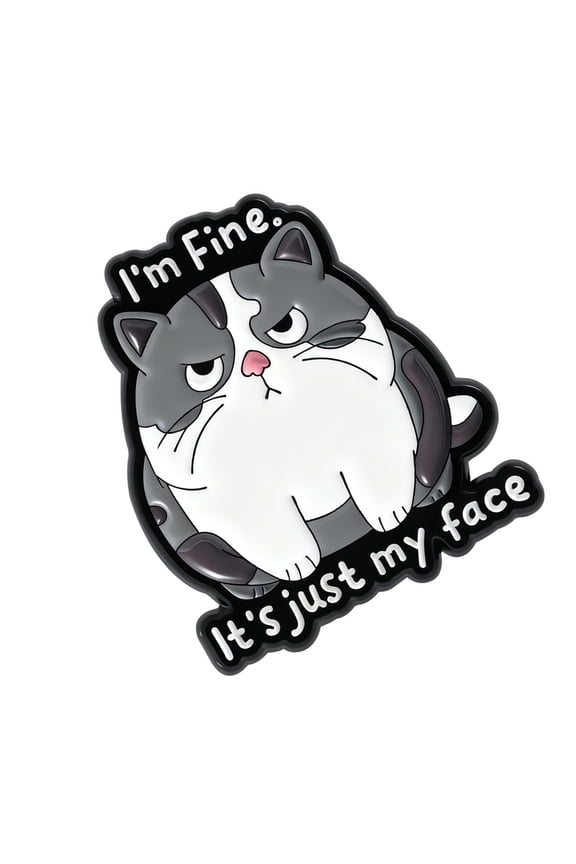 Cartoon Face Brooch Pin With Hilarious I'm Fine It's Just My Face Design Enameled Pin For Fashion Accessory Gift