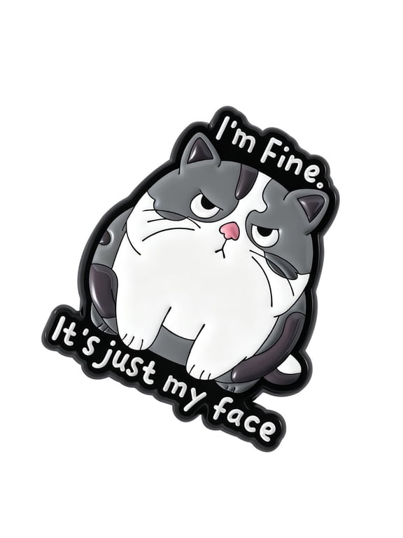 Cartoon Face Brooch Pin With Hilarious I'm Fine It's Just My Face Design Enameled Pin For Fashion Accessory Gift