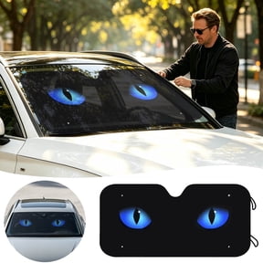 Cartoon Face Car Windshield Sun Shade, UV Blocking Foldable Sun Visor, Cute Funny Windshield Cover for Car Interior Protection(28*54")