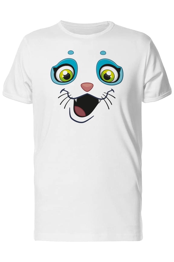 Cartoon Face Of A Smiley Cat T-Shirt Men -Image by Shutterstock, Male XX-Large