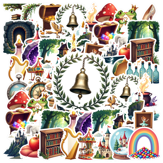 Cartoon Fairy Tale Theme Stickers, Waterproof Fairy Tale Theme Sticker for Water Bottle Laptop Phone Cases Planner Skateboard Luggage Helmet Party Favor Decor, Ideal for Adults Teens Teacher Rewards