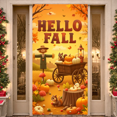 thumbnail image 1 of Cartoon Fall Banner Hello Fall Pumpkins Autumn Leaves Decoration for Seasonal Celebration Outdoor Decoration Indoor Party, 1 of 9