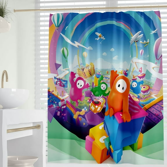 Cartoon For Fall Cute Guys Themed Shower Curtain for Bathroom Decor,Durable Waterproof Polyester Fabric,72x72 Inch with 12 Pack Hooks Washable Curtain Set