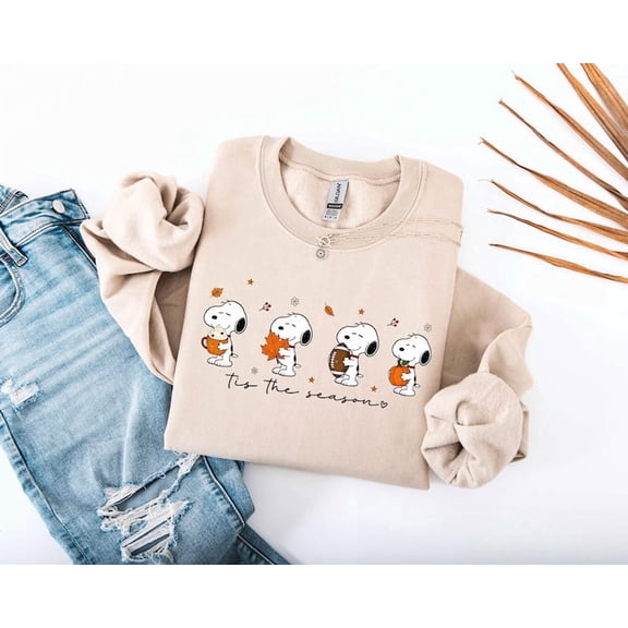 Cartoon Fall Shirt or Sweatshirt, Cozy Autumn Dog Graphic Tee, Football Pumpkin Coffee Leaves Sweatshirt