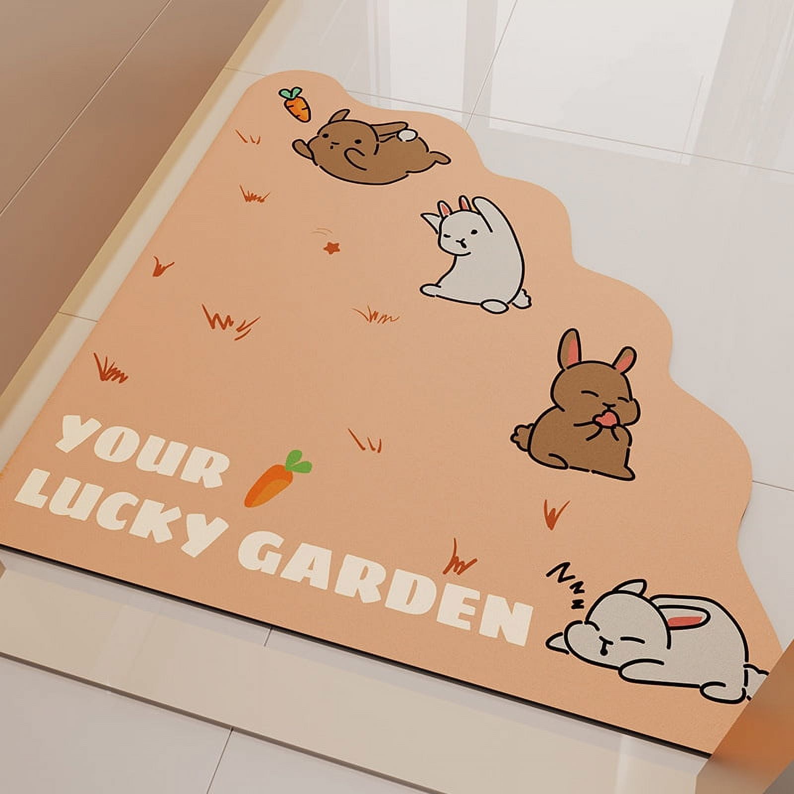 Cartoon Fan Shaped Bathroom Water Absorption Flooring Diatom Mud Anti