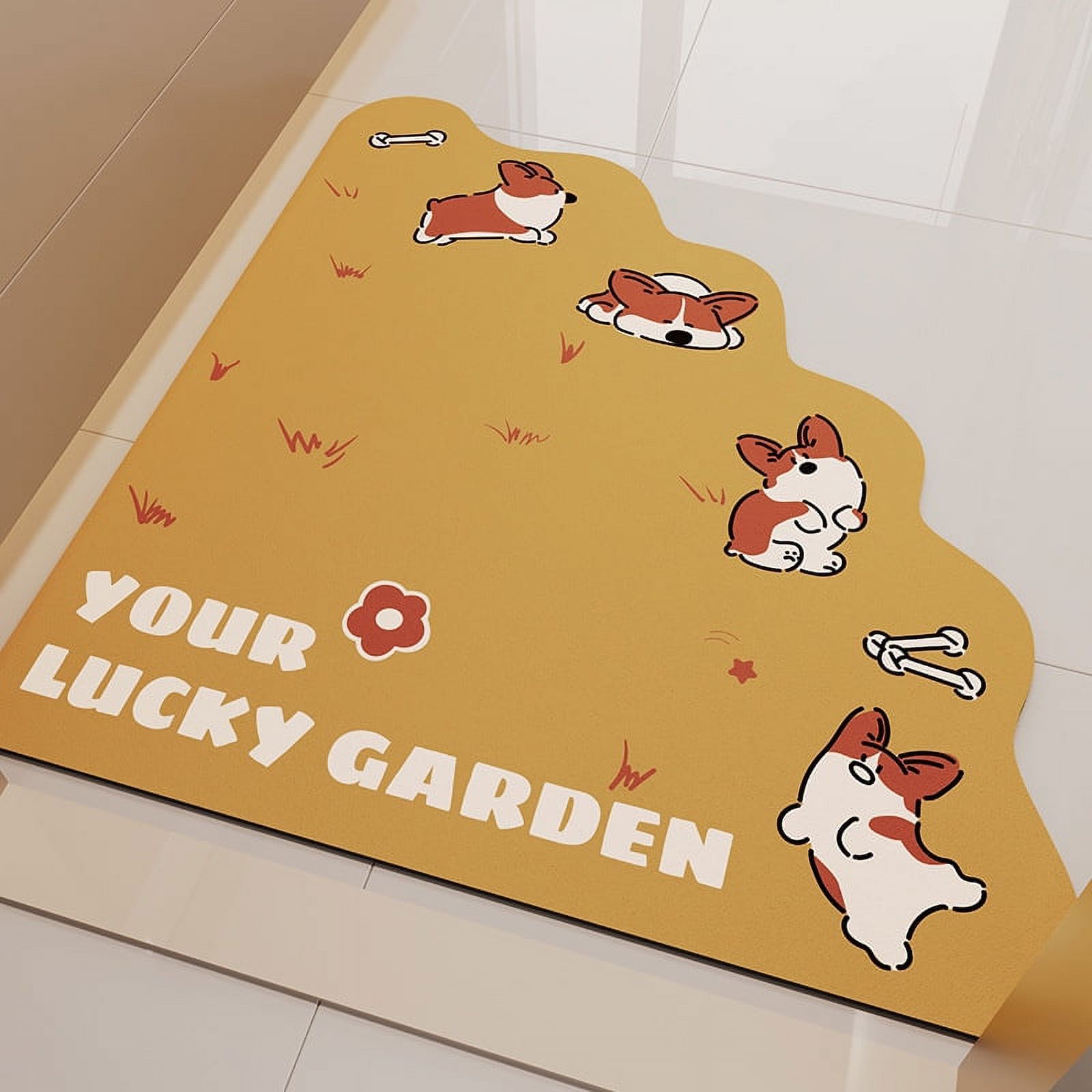 Cartoon Fan Shaped Bathroom Water Absorption Flooring Diatom Mud Anti