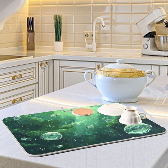 Cartoon Fantasy Bubble Dish Drying Mats for Kitchen Counter Absorbent Microfiber Coffee Pad