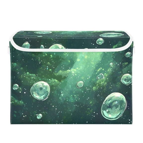Cartoon Fantasy Bubble Large Storage Bins with Linen Collapsible Lid Storage Box 16.7 x 12.6 x 11.8in