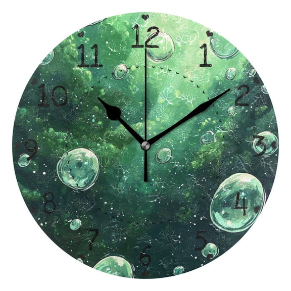 Cartoon Fantasy Bubble Round Wall Clock Silent Battery Operated Home Decor for Living Room Bedroom