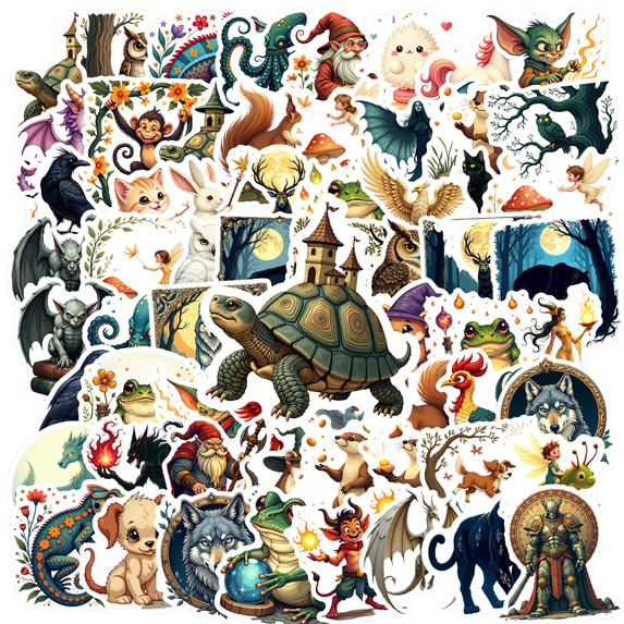 Cartoon Fantasy Creature Stickers, Waterproof Fantasy Creature Sticker for Water Bottle Laptop Phone Cases Planner Skateboard Luggage Helmet Party Favor Decor, Ideal for Adults Teens Teacher Rewards