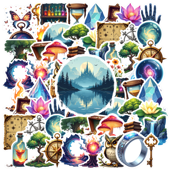 Cartoon Fantasy Theme Stickers, Waterproof Fantasy Theme Sticker for Water Bottle Laptop Phone Cases Planner Skateboard Luggage Helmet Party Favor Decor, Ideal for Adults Teens Teacher Rewards