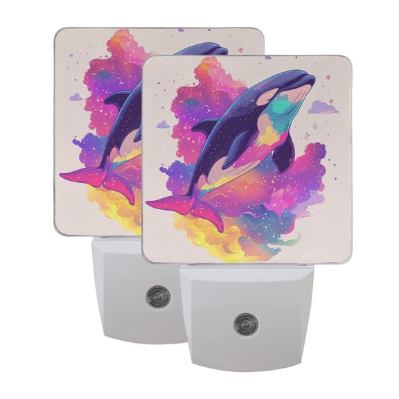 Cartoon Fantasy Whale LED Night Light with Smart Sensor Plug Into Wall Dusk to Dawn 2 packs