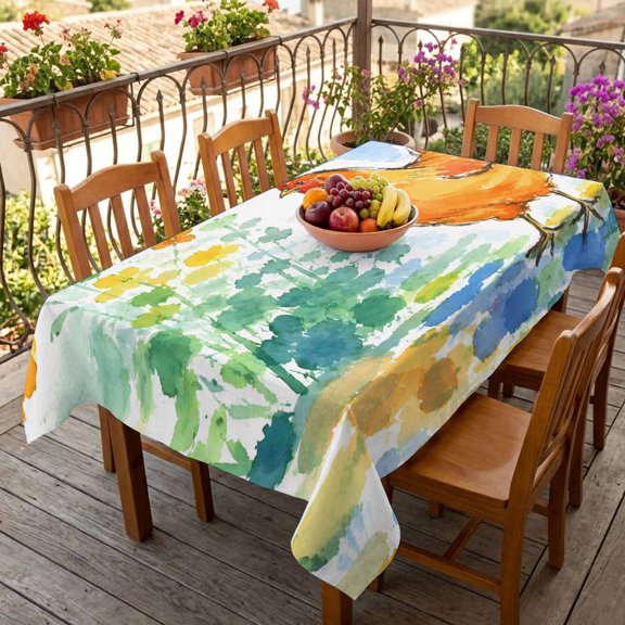Cartoon Farm Chicken Table Cloth 60x84in, Waterproof Rectangle Tablecloth Wipeable Tablecloths Country Wildflowers Table Covers for Dining Tables Party Indoor Outdoor