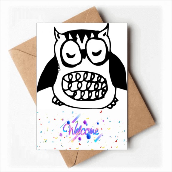 Cartoon Fat Owl Protect Animal Pet Lover Welcome Back Greeting Cards Envelopes Blank