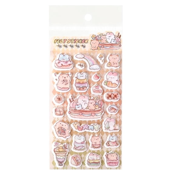 Cartoon Felt Paper Sticker Decorative Scrapbooking Sticker For Journal Notebook Planner Phone Case Laptop Decoration