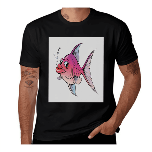 Cartoon Female Goldfish-Fish-Hot Pink-Fuchsia-Purple Casual Streetwea Everyday Tshirt Comfortable Wear tee shirt