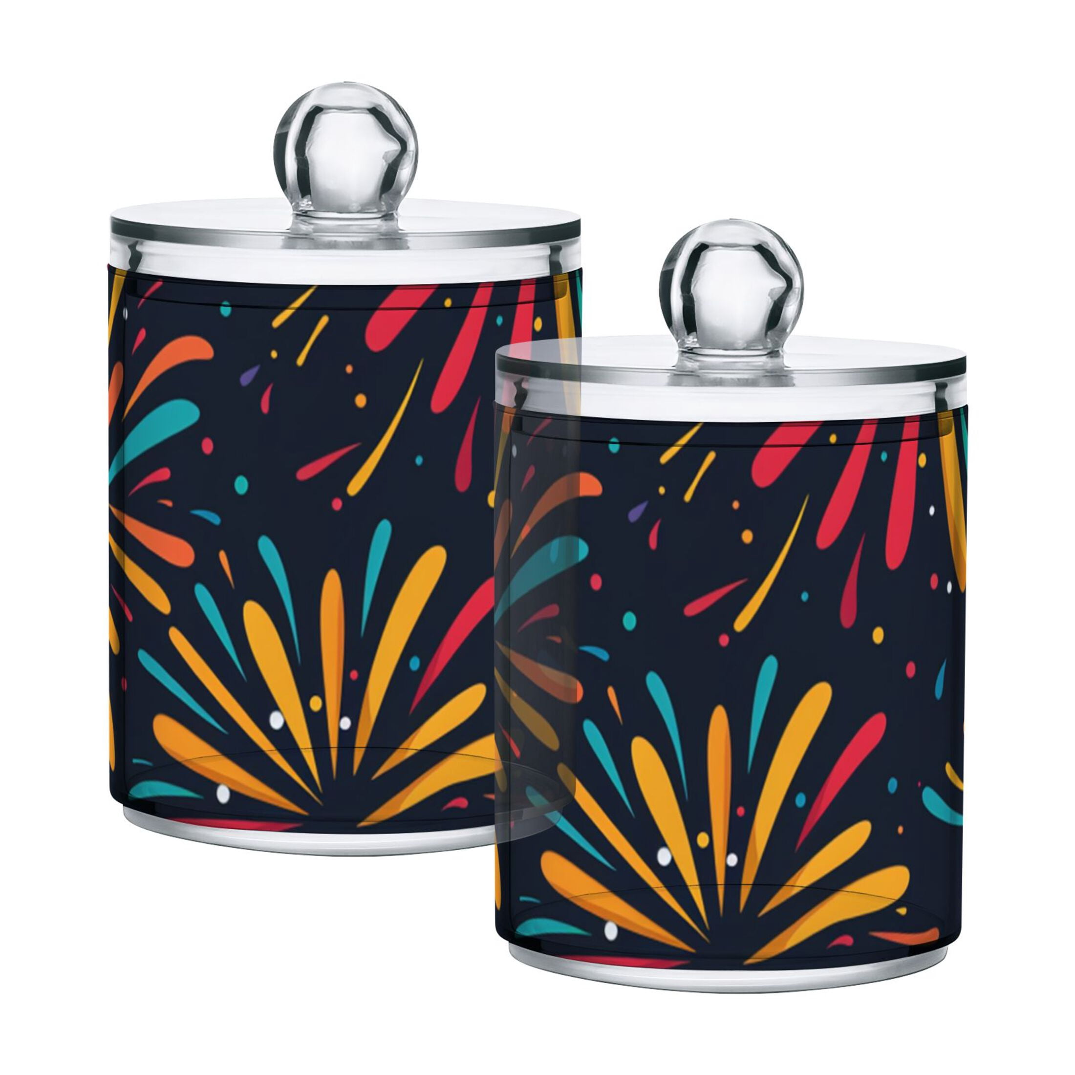 Cartoon Fireworks in Night Translucent Plastic Cans Storage Canisters ...