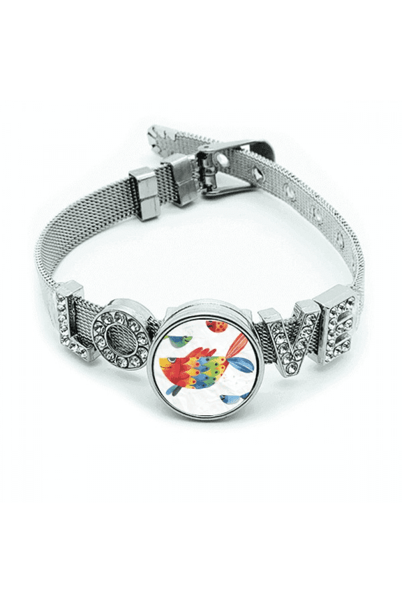 Cartoon Fish Colourful Animal Bracelet Wristband Crystal Love Adjustable Bangle