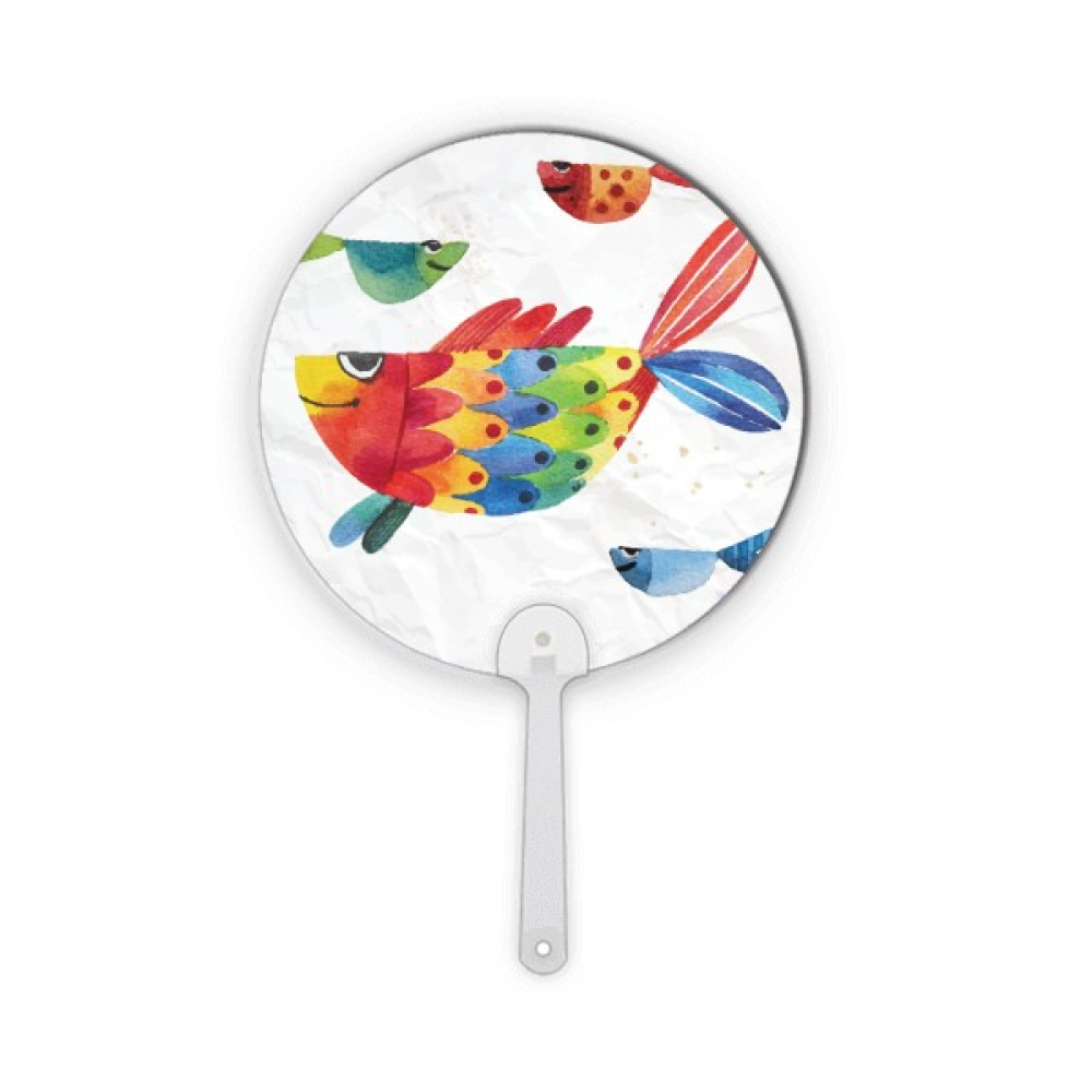 Cartoon Fish Colourful Animal Plastic Round Handheld Fan Decorations ...