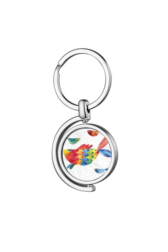 Cartoon Fish Colourful Animal Rotating Keychain Metal Keyring Holder