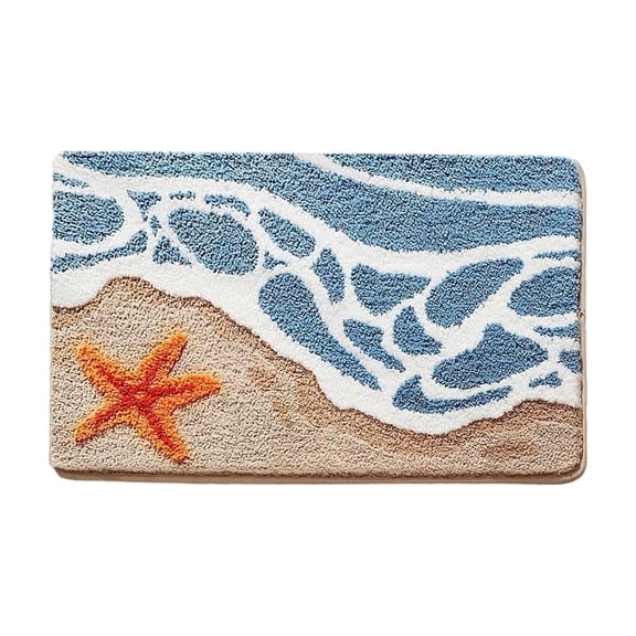 Cartoon Fish Shell Bathroom Mat 40x60cm Soft Rug with Rubber Anti Slip Dots for Youngsters Tub Area, Machine Washable, Youngster's Day Gift