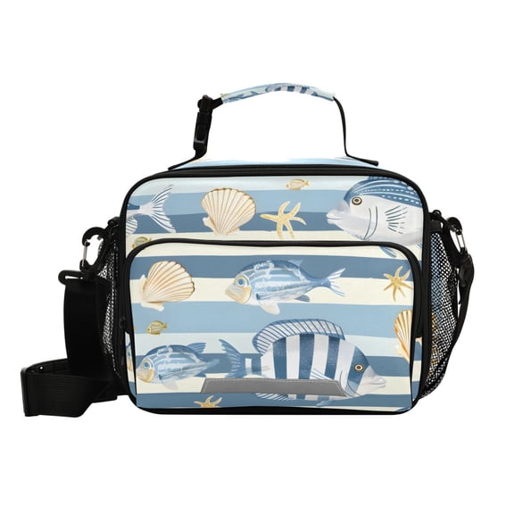 Cartoon Fish Shells Starfish Insulated Lunch Bag Portable Cooler Bag Mommy Bag Large Capacity 6L