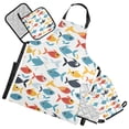 thumbnail image 1 of Cartoon Fishes Swimming 5 Pcs Kitchen Set Heat Resistant Oven Mitts and Non-Slip Pot Holders with Adjustable Cooking Apron, 1 of 6
