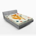 thumbnail image 1 of Ambesonne Cartoon Fitted Sheet, Animal with Floral, Queen Size, Almond Green Eggshell, 1 of 2