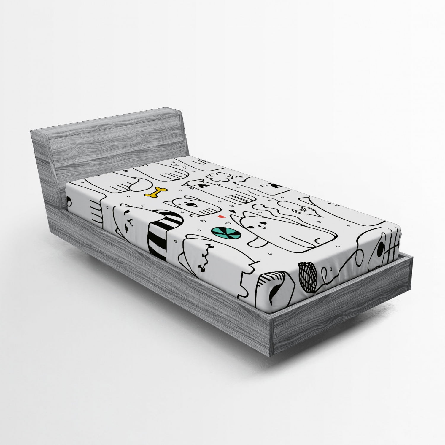 Twin Cartoon Cats Multicolor Microfiber Fitted Sheet