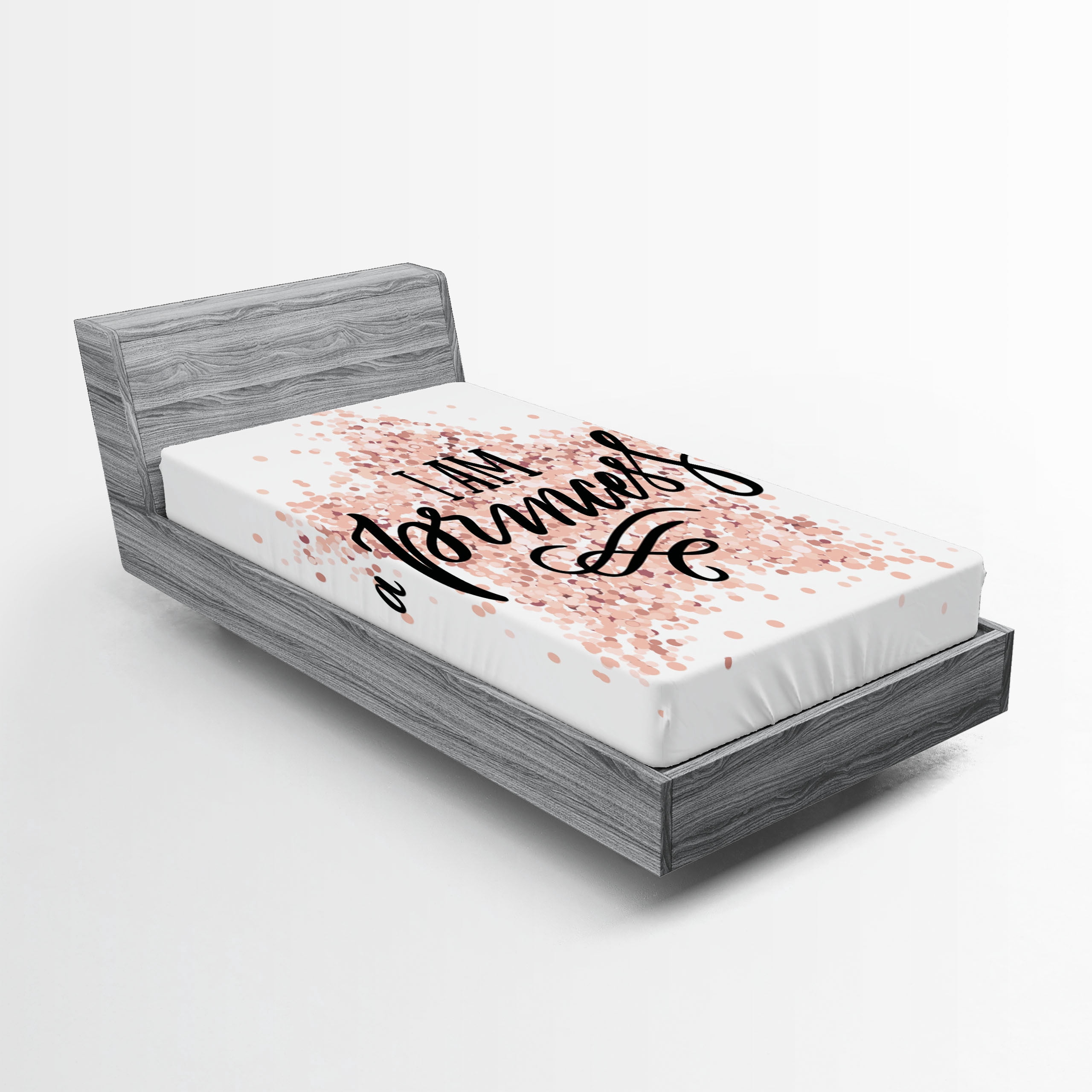 Cartoon Fitted Sheet, Modern Calligraphic Words on Dotted Background ...