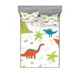 thumbnail image 1 of Cartoon Fitted Sheet & Pillow Sham Set, Prehistoric Nature Doodle with Dinosaurs Volcano Palm Trees Hand Drawn Wildlife, Decorative Printed 6 Piece Bedding Decor Set, King, Multicolor, by Ambesonne, 1 of 3