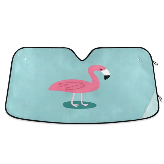 Cartoon Flamingo Car Windshield Sun Shade Foldable Car Front Window Visor Heat and UV Protection 53x23.5