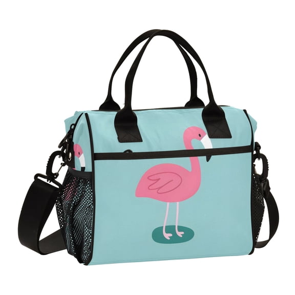 Cartoon Flamingo Lunch Bag Insulated Lunch Box Leakproof Reusable Cooler Tote Adjustable Shoulder Strap for Men Women 9L