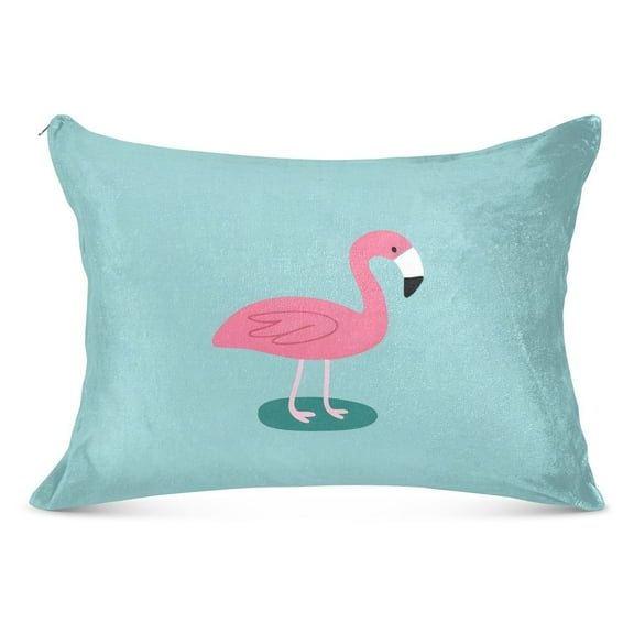 Cartoon Flamingo Plush Pillow Cases Standard Size Ultra Soft Warm Pillowcases with Zipper 20"x26"