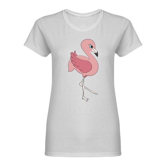 Cartoon Flamingo Shaped T-Shirt Women -Image by Shutterstock, Female Medium