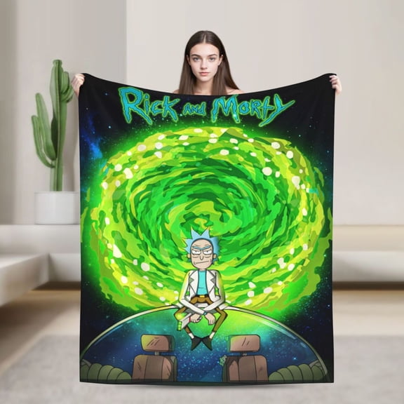 Cartoon Flannel Blanket Cartoon Rick And Morty Funny Ultra-Soft Warm Throw Blanket For Living Room Couch Bed All Seasons, Soft Interesting Gift For Boys Girls Young Adults 50"X40"