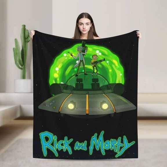 Cartoon Flannel Blanket Cartoon Rick And Morty Funny Ultra-Soft Warm Throw Blanket For Living Room Couch Bed All Seasons, Soft Interesting Gift For Boys Girls Young Adults 40"X30"
