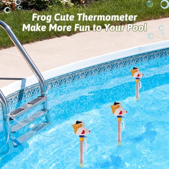 Cartoon Floating Pool Thermometer Cute Animal Water Thermometer Shatterproof Water Temperature Gauge with Anti-Lost Rope for Swimming Pool Spa Hot Tub Fish Pond