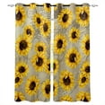 Cartoon Floral Sunflower Room Curtains Large Window Curtain Rod Living