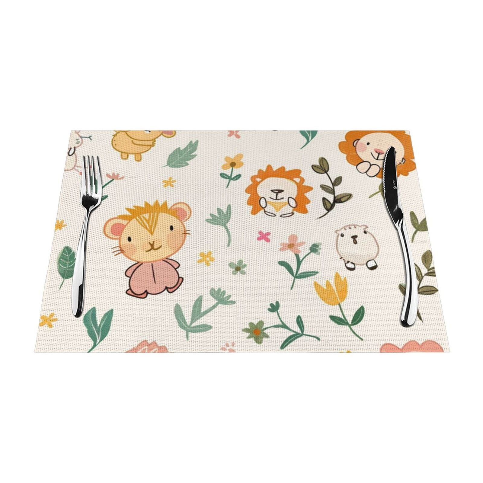 Cartoon and Floral Table mat can be wiped, dinner mat set, felt can be ...