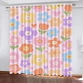thumbnail image 1 of Cartoon Flower Curtain, Watercolor Flower Blackout Curtains For Girls Boys Room, Botanical Darkening Grommet Drapes, Kids Floral Window Curtains Bedroom Home Decor 42"W x 84"L (Pack of 2), 1 of 6