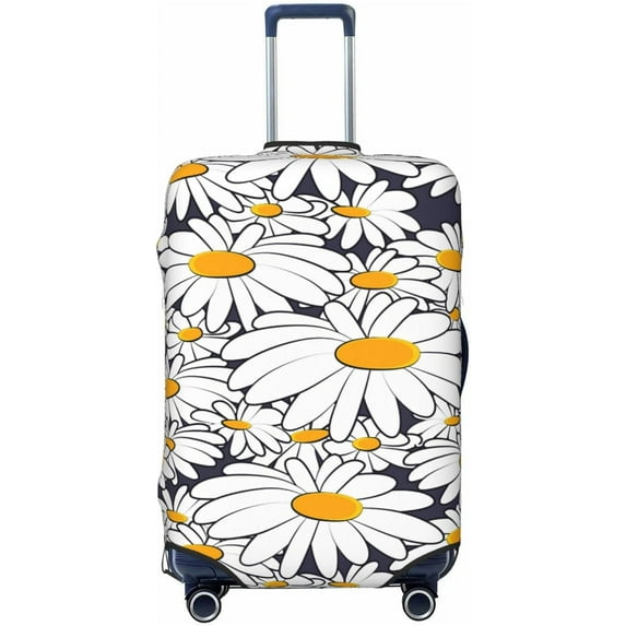 Cartoon Flower Daisy Luggage Cover Elastic Travel Suitcase Protector Cover Washable Baggage Cover L (for 25-28 inch Luggage)