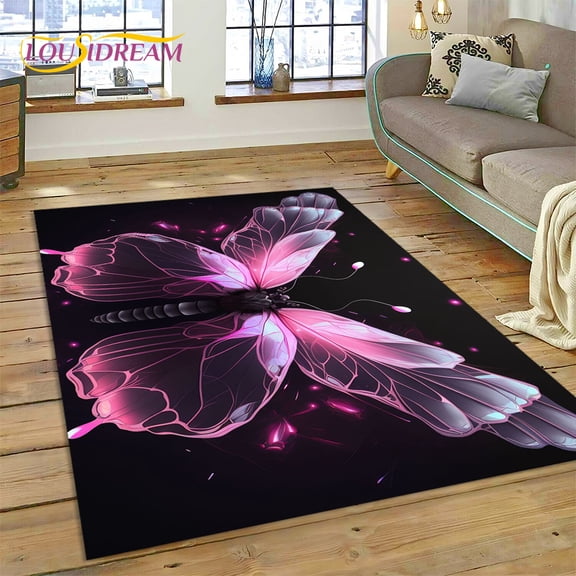 Cartoon Flower Fantasy Butterfly HD Carpet Rug for Home Living Room Bedroom Sofa Doormat r Kids Area Rug Non-slip Floor Mat