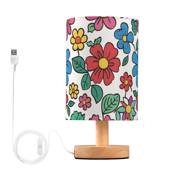 Cartoon Flower Table Lamp with USB Port LED Warm Light Lamp Night Light Home Decor