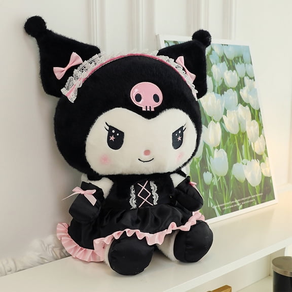 Cartoon Fluffy Dark Kuromi LARGE Plush Toy - 9.8/13.8/17.7 Inch Stuffed Animal Soft Doll Bed Sofa Cushion Plushie Pillow NEW