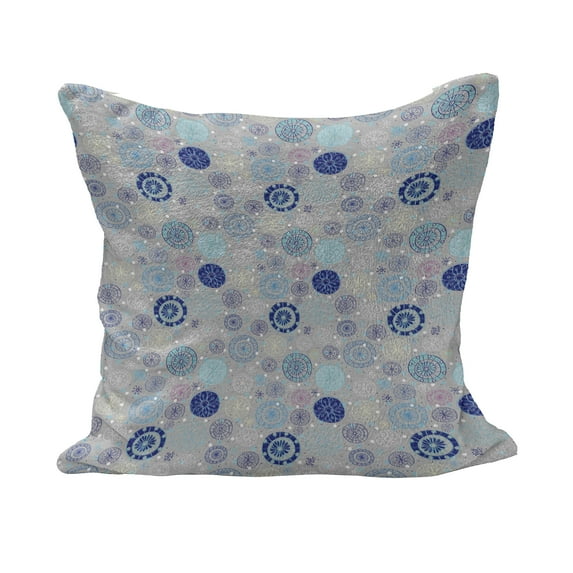 Cartoon Fluffy Throw Pillow Cushion Cover, Abstract Snowflakes Pastel Background Winter Celebration Theme Christmas, Decorative Square Accent Pillow Case, 26" x 26", Beige Aqua Blue, by Ambesonne