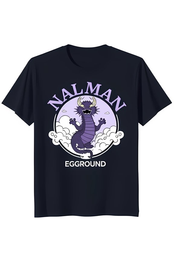 Cartoon Flying in Clouds Black T-Shirt with NALMAN Design