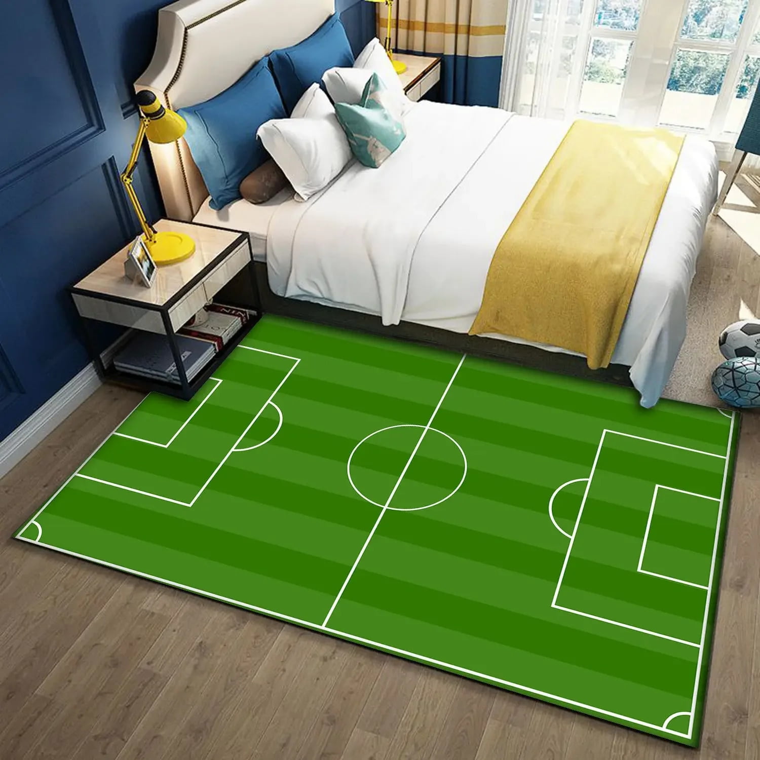 Cartoon Football Field Area Rug Bedroom Living Room Anti-slip Carpet ...